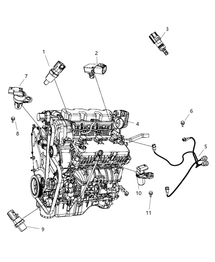 2010 Dodge Journey Sensors - Engine Diagram 4