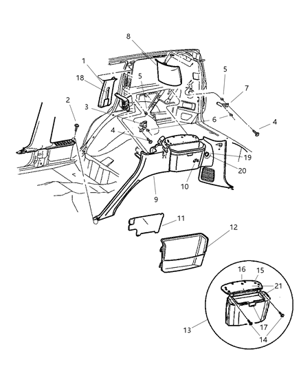 2001 Jeep Grand Cherokee Molding-C Pillar Diagram for 5FA78LAZAE