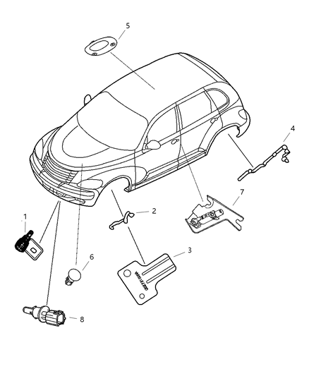 2004 Chrysler PT Cruiser Sensors - Body Diagram