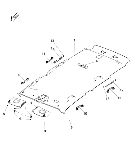 2015 Jeep Renegade Visor Diagram for 5VW56MS7AA