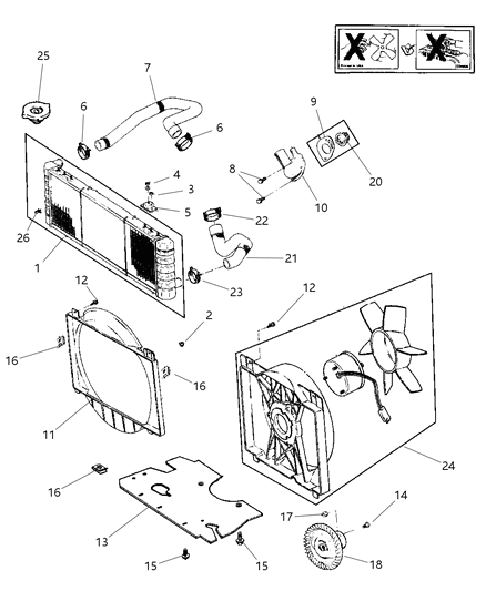 1998 Jeep Cherokee Engine Cooling Radiator Diagram for 52080104AC