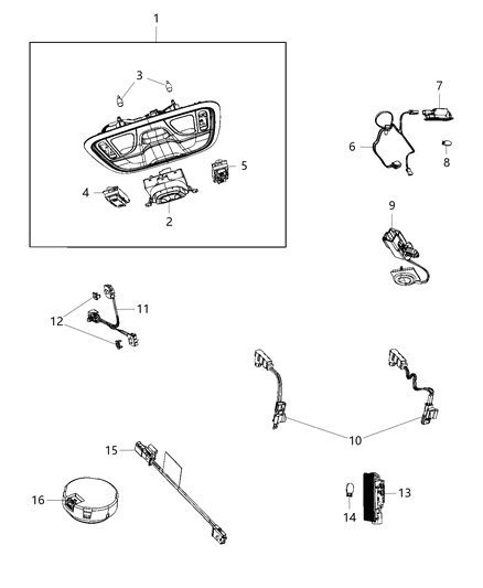 2019 Jeep Cherokee Lamp-Led-Map Pocket Diagram for 68183707AA