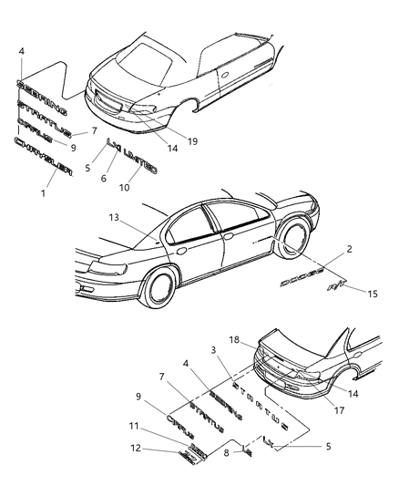 2002 Chrysler Sebring Nameplates Diagram