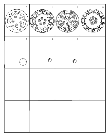 1999 Chrysler Cirrus Caps & Covers, Wheel Diagram