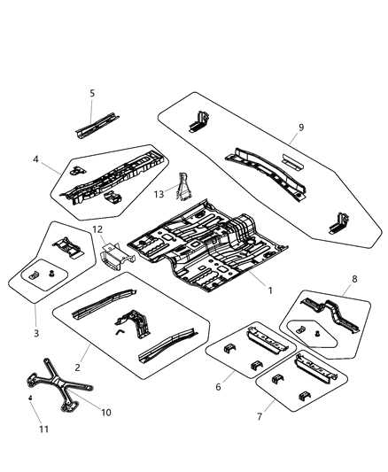 2011 Chrysler 200 Front Floor Pan Diagram