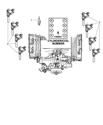 2011 Ram 2500 Ignition Spark Plugs, Coils Diagram