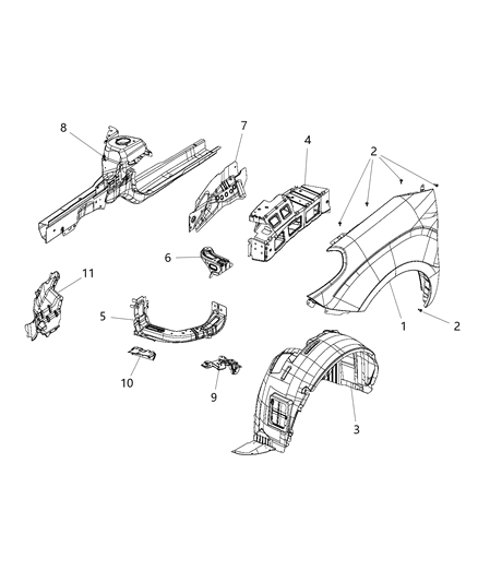 2019 Ram ProMaster City Front Fender Diagram