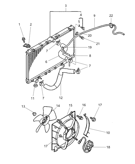 2000 Dodge Avenger Radiator & Related Parts Diagram