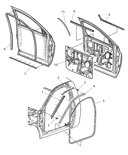 2007 Dodge Ram 3500 Weatherstrips - Door Diagram 2