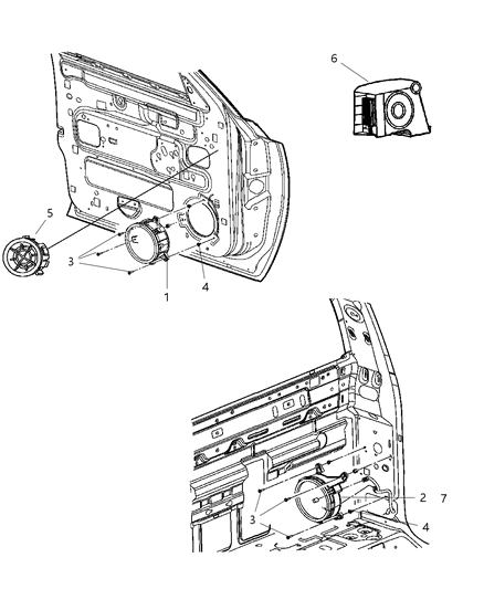 2007 Dodge Dakota Speaker H Diagram for 56046171AA