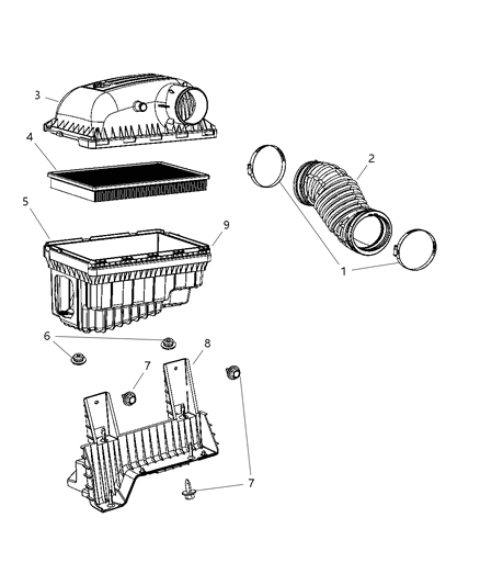 2007 Dodge Ram 3500 Cab Chassis Air Cleaner Diagram 1
