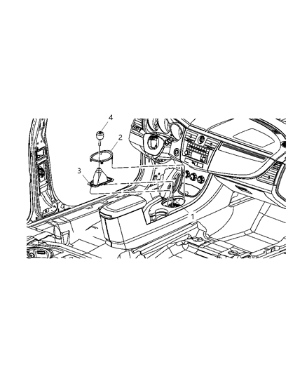 2010 Dodge Avenger Gear Shift Boot , Knob And Bezel Diagram 1