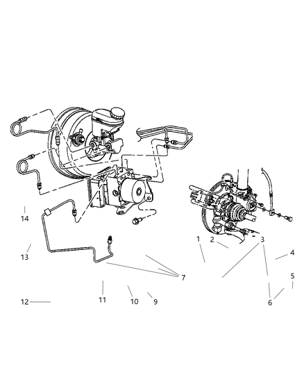 2010 Chrysler PT Cruiser Hydraulic Control Unit - Tubes & Hoses Diagram