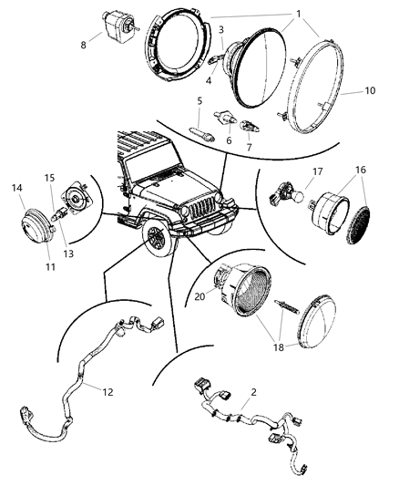 2007 Jeep Wrangler Lamp-Park And Turn Signal Diagram for 55077884AB