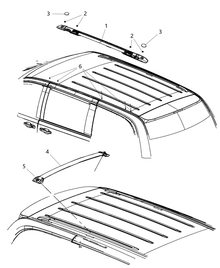 2016 Dodge Grand Caravan Rail-LUGG Rack Cross Diagram for 68078088AB