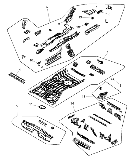 2009 Chrysler Sebring Pan-Rear Floor Diagram for 5076043AD