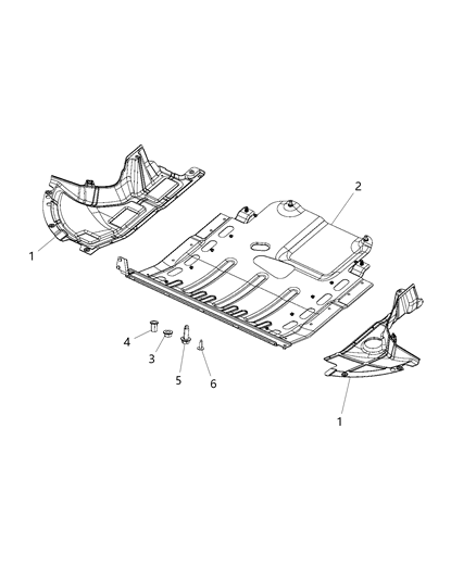 2014 Ram ProMaster 2500 Underbody Shields Diagram