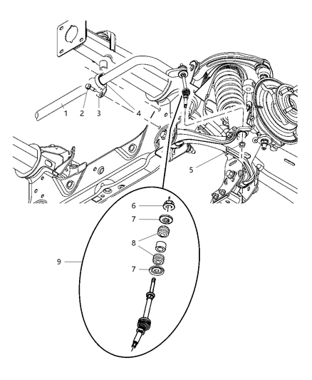 2005 Dodge Dakota Link Kit Stabilizer Bar Diagram for 5135731AA