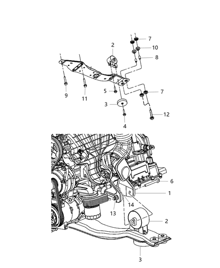 2012 Chrysler 200 Engine Mounting, Front Diagram 2