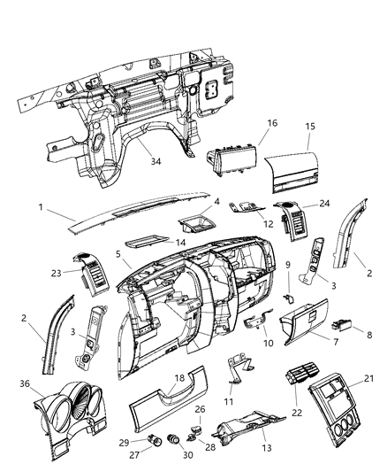 2007 Dodge Nitro Passenger Side Air Bag Diagram for 52029339AD