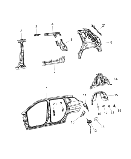 2020 Jeep Compass Panel-Body Side Aperture Outer Diagram for 68243522AD