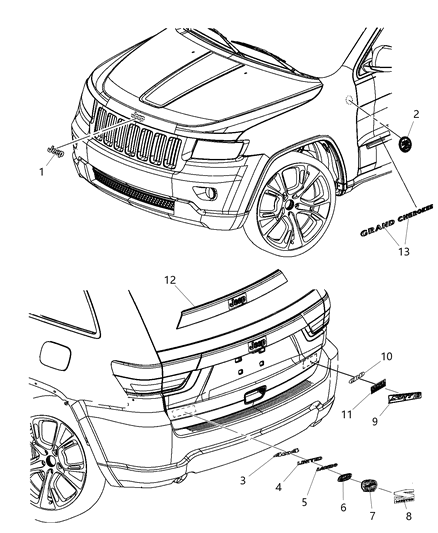 2013 Jeep Grand Cherokee NAMEPLATE-Hood Diagram for 68194209AA