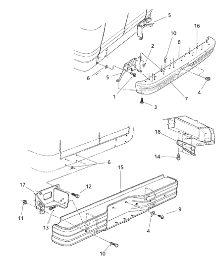 1997 Dodge Ram Wagon Bumper, Rear Diagram