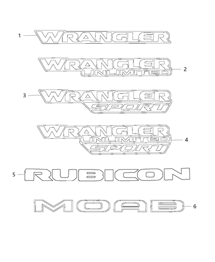 2019 Jeep Wrangler Decals Diagram