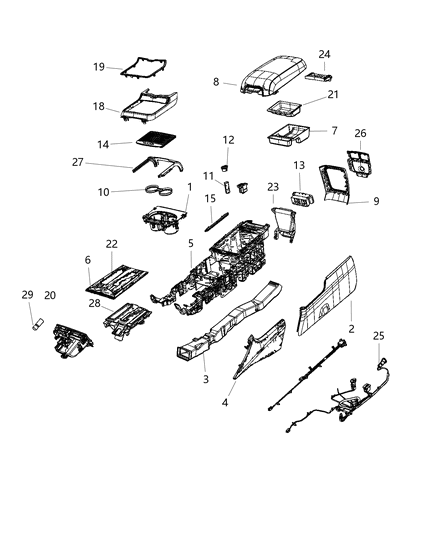 2011 Chrysler 300 Panel-Console Diagram for 1WG46HL1AA