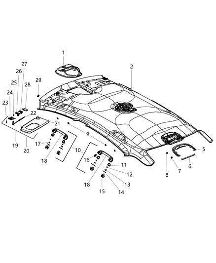 2016 Dodge Dart Headliner Diagram for 5SE57HDAAE