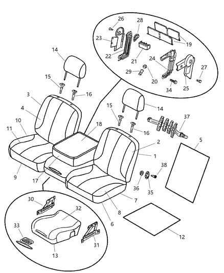 2005 Dodge Ram 3500 Front, Leather Diagram 2