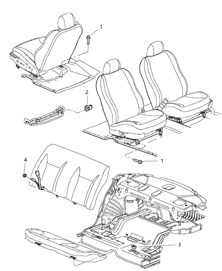 2000 Chrysler 300M Seats Attaching Parts Diagram