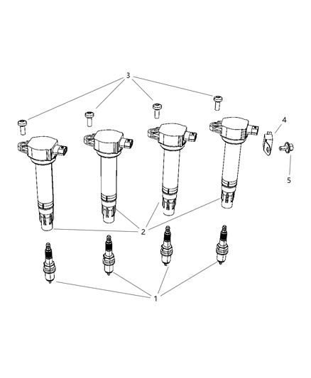 2008 Chrysler Sebring Spark Plugs & Ignition Coil Diagram 1
