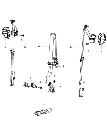 2013 Dodge Durango Rear Outer Seat Belt Diagram for 1SU051L1AE