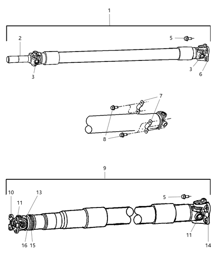 2007 Dodge Ram 1500 Propeller Shaft - Rear Diagram 1