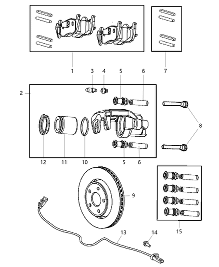 2007 Jeep Grand Cherokee Rear Disc Brake Caliper & Rotor Diagram 2