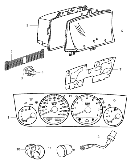 2005 Dodge Neon Cluster-Instrument Panel Diagram for 5029237AD