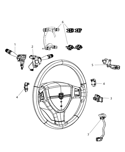 2008 Jeep Compass Switches - Steering Column & Wheel Diagram