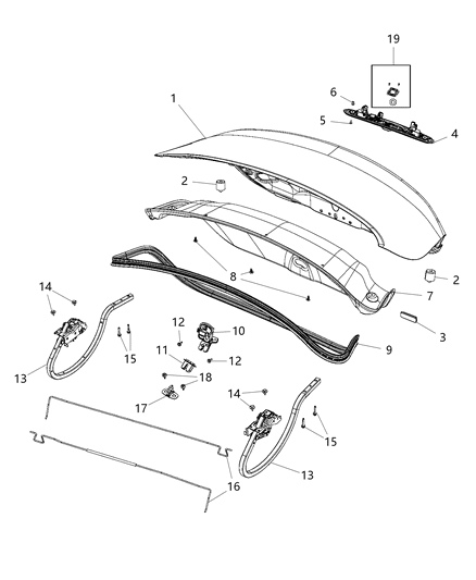 2017 Chrysler 200 Bar-Deck Lid Hinge TORSION Diagram for 68159370AD