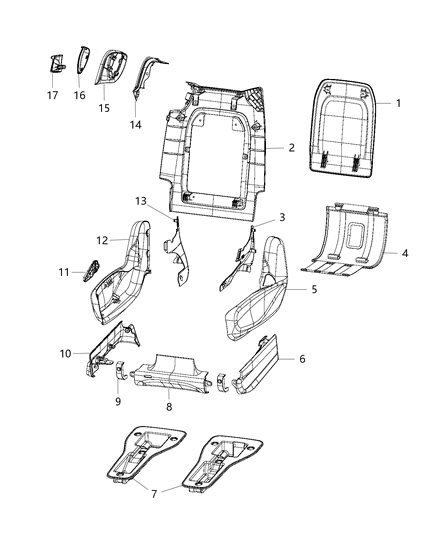 2020 Chrysler Voyager Second Row - Rear Seat Hardware, Bucket Diagram 5