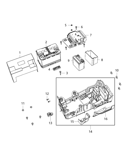 2020 Jeep Gladiator Tray And Support, Battery Diagram