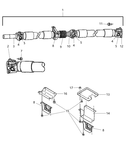 2007 Dodge Ram 3500 Rear Drive Shaft Diagram for 52123102AA