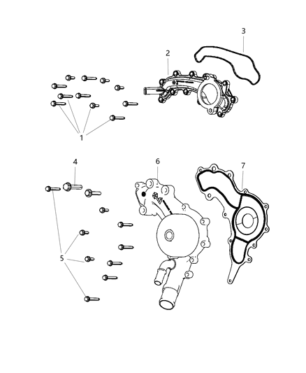 2019 Ram ProMaster 2500 Water Pump & Related Parts Diagram