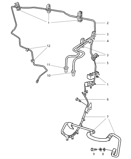 2003 Jeep Grand Cherokee Brake Lines & Hoses, Front Diagram