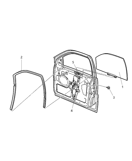 2002 Jeep Liberty Door, Front, Glass And Regulator Diagram