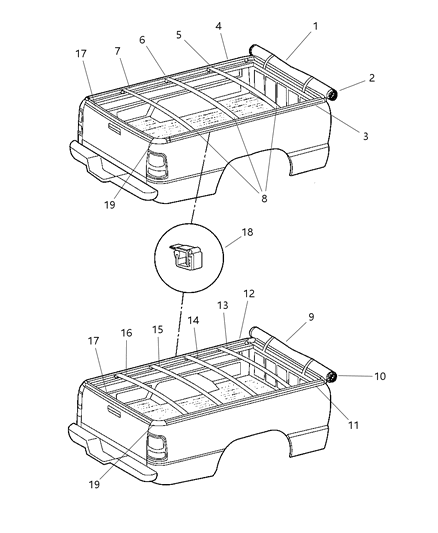 2005 Dodge Ram 3500 Cover Kit - Tonneau - Soft Diagram