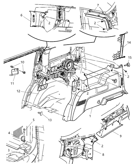 2004 Dodge Durango SILENCER-Panel Inner Diagram for 55361214AA