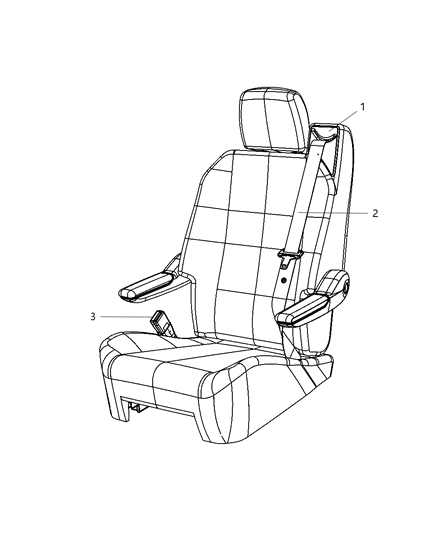 2009 Chrysler Town & Country Seat Belt Second Row - Swivel Seat Diagram