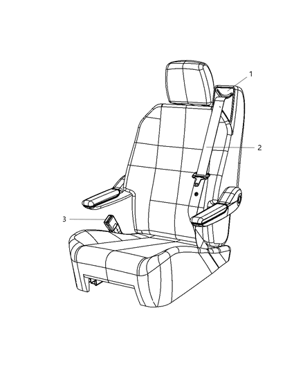 2009 Chrysler Town & Country Swivel Seat Seat Belt Diagram for 1JX90DK5AB