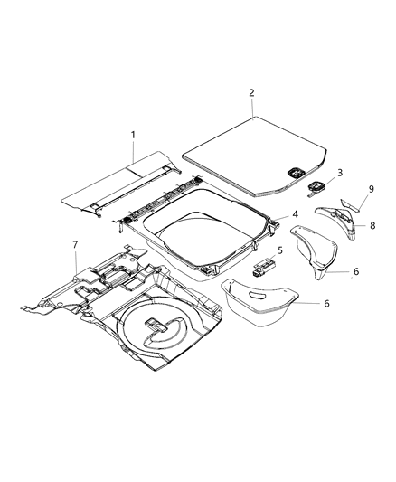 2020 Jeep Grand Cherokee Cover-Cargo Compartment Diagram for 5XJ96DX9AF